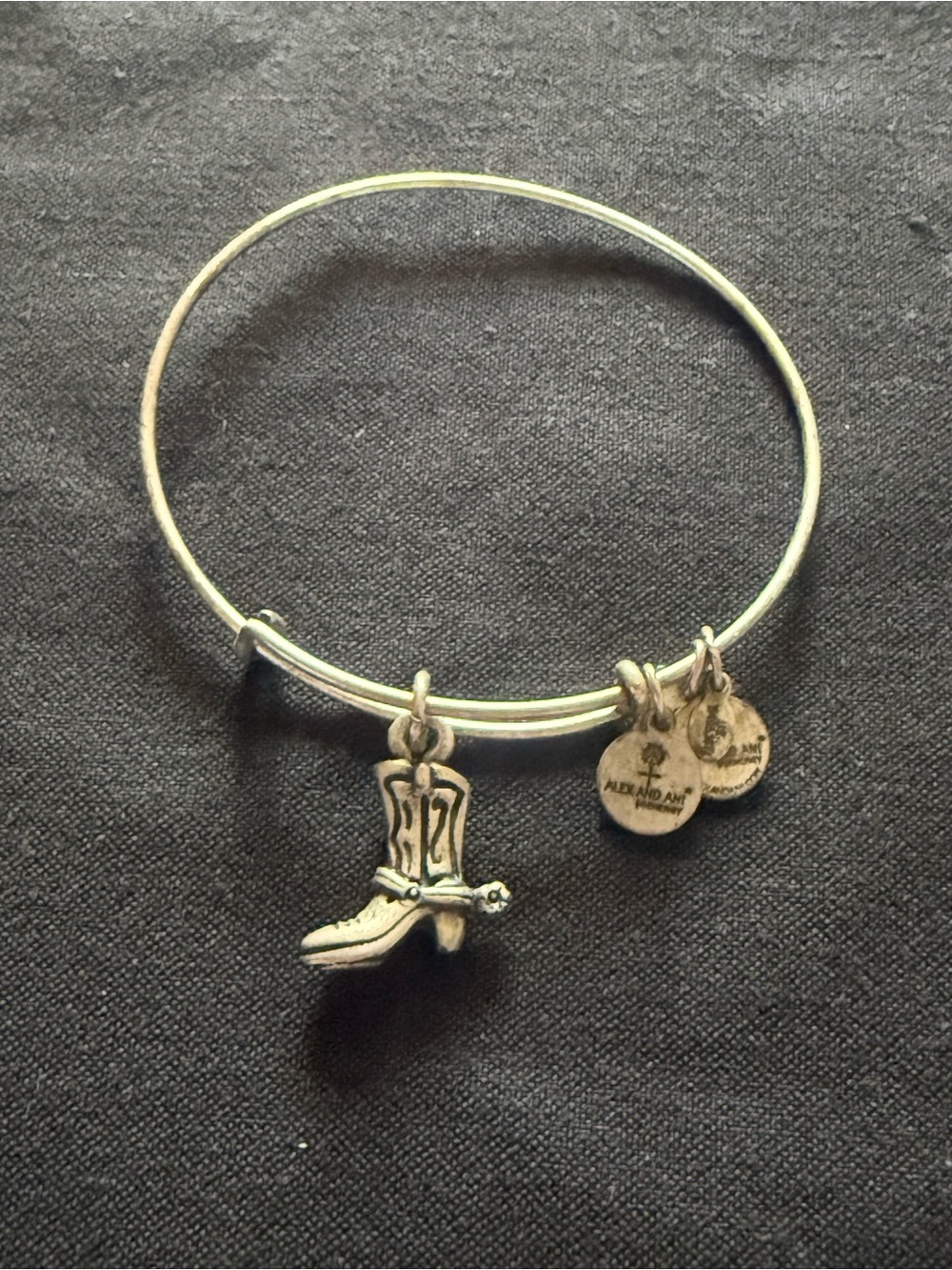 Alex and Ani Silver Tone 3D Cowboy Boot Bangle Bracelet